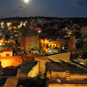 Full moon rising over Göreme on the night of my arrival